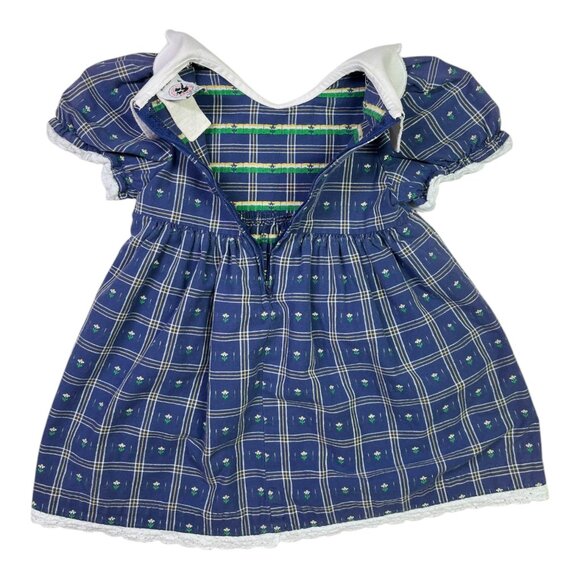 Vintage Good Lad Size 4T Navy Blue Floral Dress Scalloped Collar Lace Trim - Picture 7 of 8